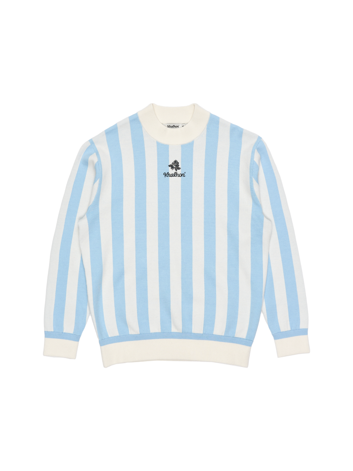 STRIPED MOCK NECK SWEATER